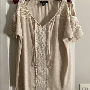 Style & Co. Cream Lace Detail Top